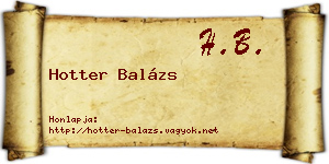 Hotter Balázs névjegykártya
